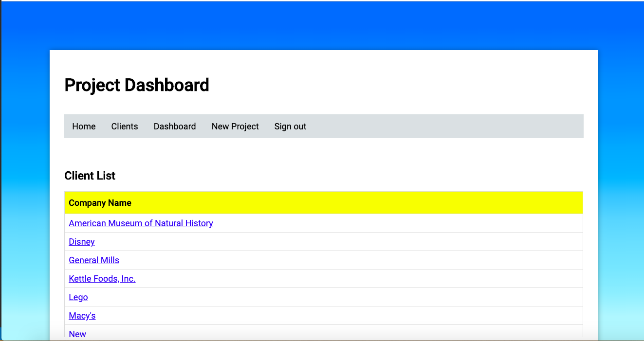 Project Dashboard Site