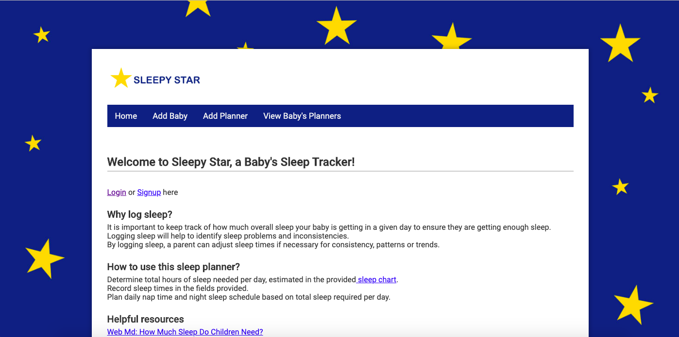 Sleepy Star Application